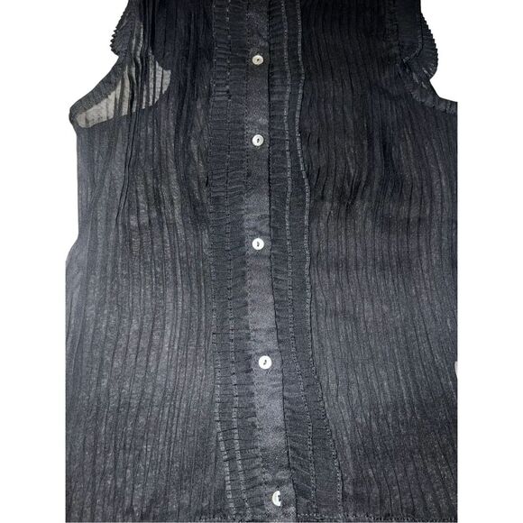 las papas top size xs black sheer Sleeveless Collar Button Gothic Emo Minimalist - Picture 3 of 7